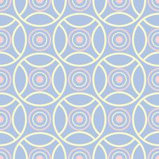 Geometric Blue Seamless Pattern With Beige And Pink Elements Stock Image
