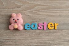 A Pink Bunny Shape Marshmallow With The Word Easter Stock Photography