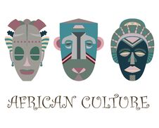 Set Of Three Traditional African Masks Stock Photos
