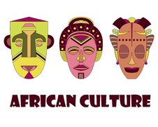 Set Of Three Traditional African Masks Royalty Free Stock Photo