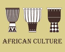 Set Of Three Traditional African Drums Stock Photography