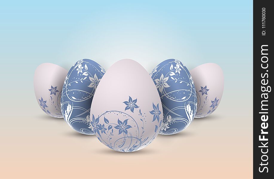 Decorative Easter eggs with floral design