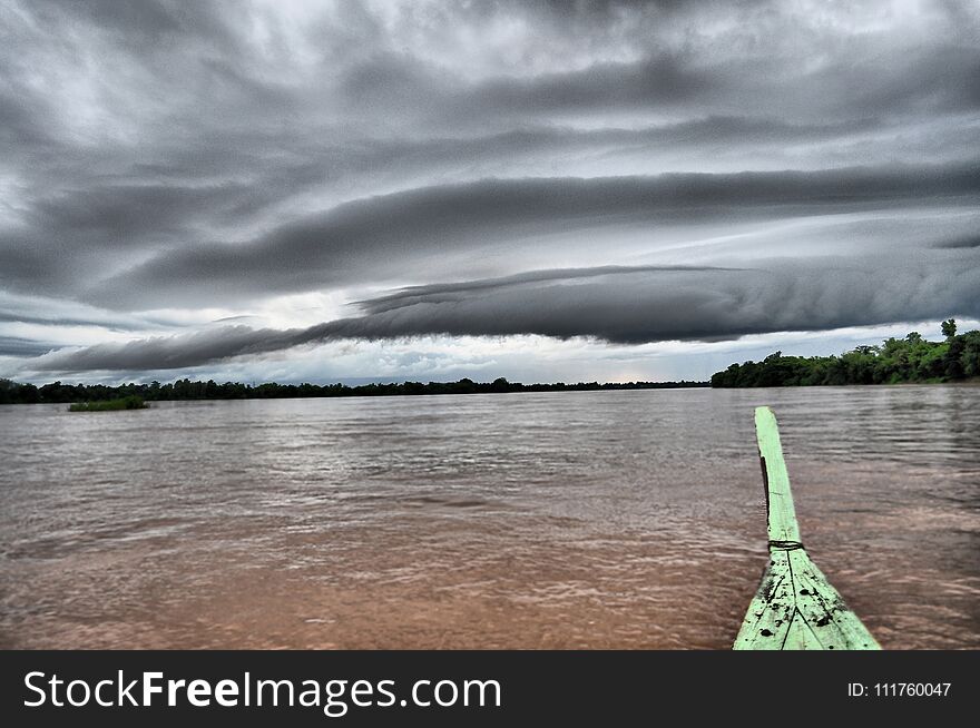 Monsoon clouds on the Mekong river, Laos