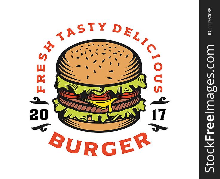 Burger vintage label illustration Vector