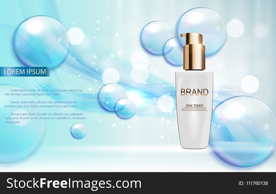 Design Cosmetics Product Template for Ads or Magazine Background. 3D Realistic Vector Iillustration