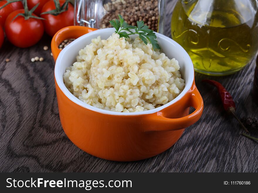 Traditional wheat dish - bulgur with parsley