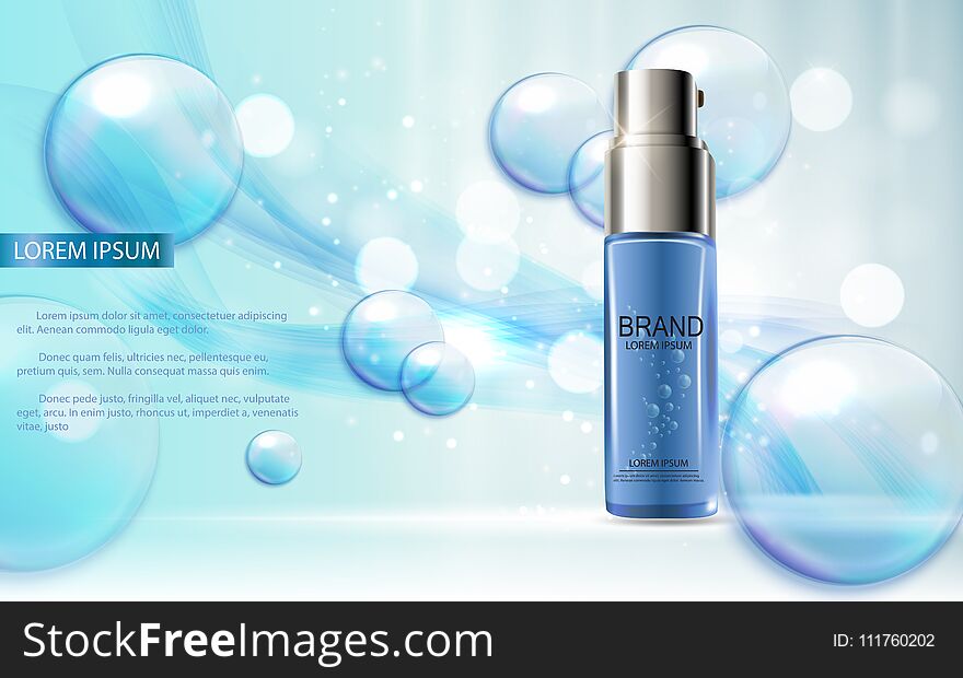 Design Cosmetics Product Template for Ads or Magazine Background. 3D Realistic Vector Iillustration