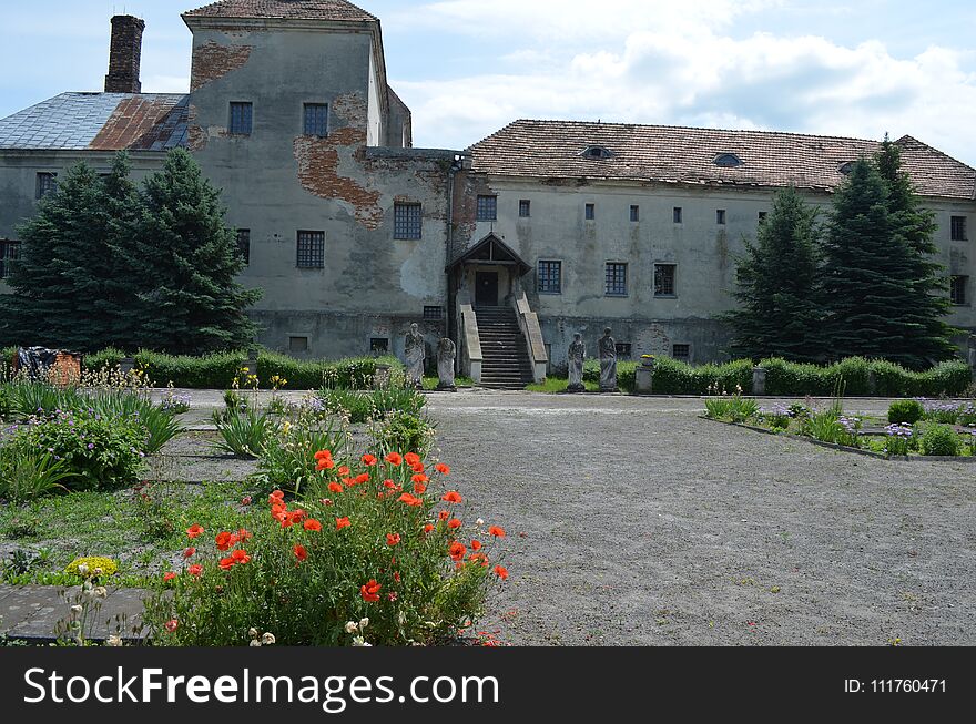 Old castle with sculptures