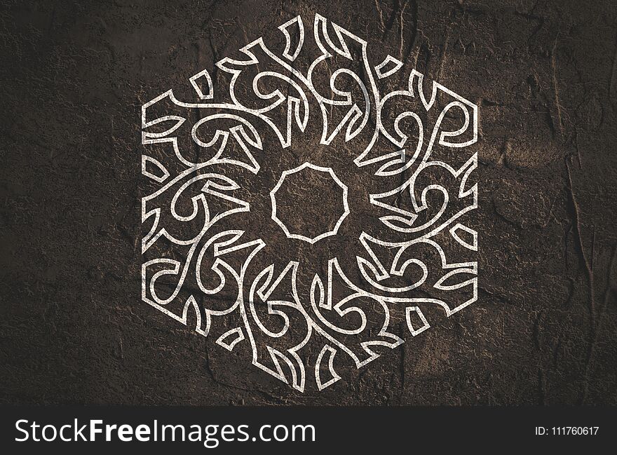 Mosaic arabic ornament. Outline hexagon emblem. Retro ornamental design. Mosaic arabic ornament. Outline hexagon emblem. Retro ornamental design.