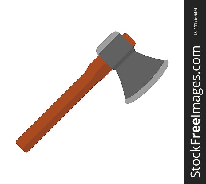 Tourist axe icon. Flat vector cartoon illustration. Objects isolated on white background.