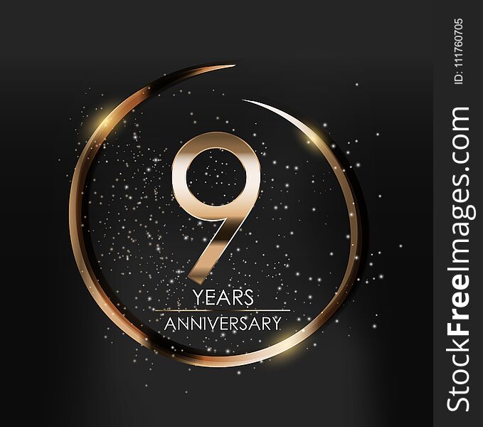 Template Logo 9 Years Anniversary Vector Illustration