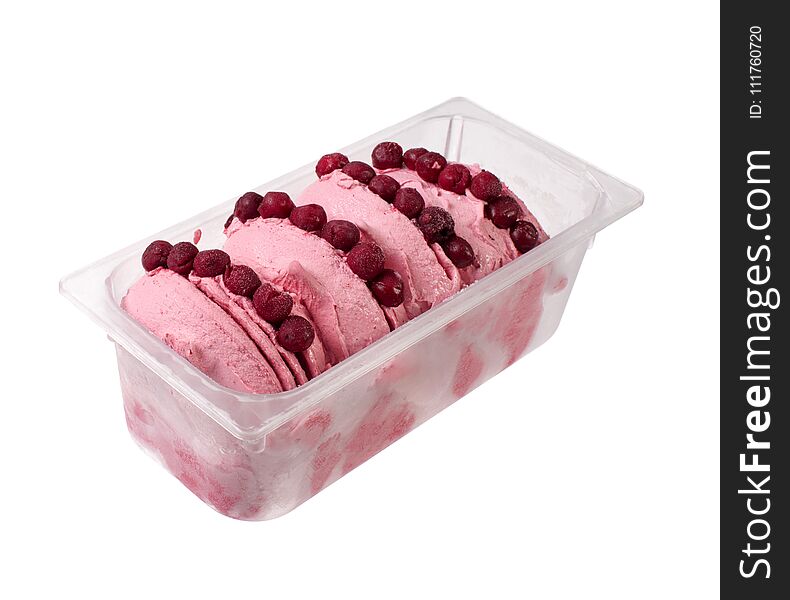 Cherry italian gelato ice cream isolated on white. Cherry italian gelato ice cream isolated on white.