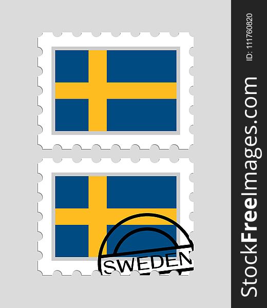 Sweden Flag On Postage Stamps