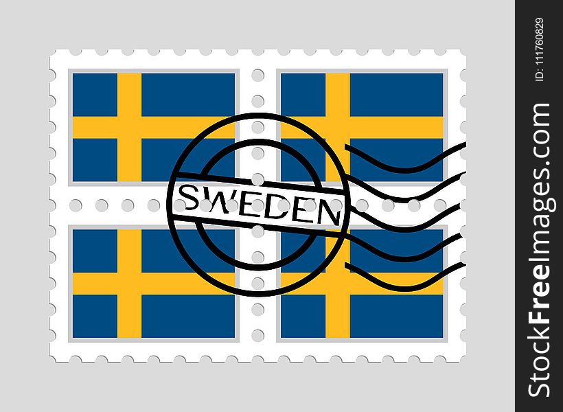 Sweden flag on postage stamps