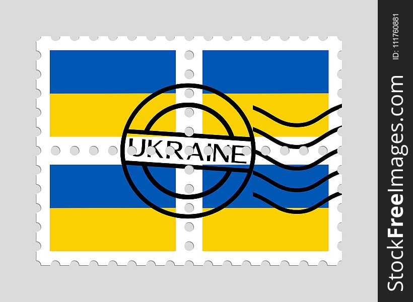 Ukraine flag on postage stamps