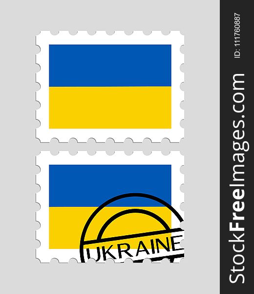 Ukraine flag on postage stamps