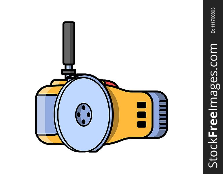 Angle grinder construction electric tool. Flat style icon of angle grinder. Vector illustration.