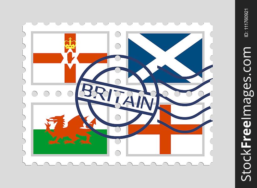 England, Northern Ireland, Scotland And Wales Flags On Postage S