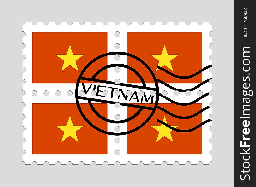 Vietnam flag on postage stamps