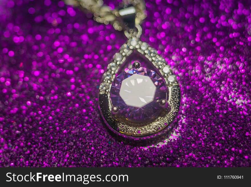 Silver Pendant With Purple Zircon