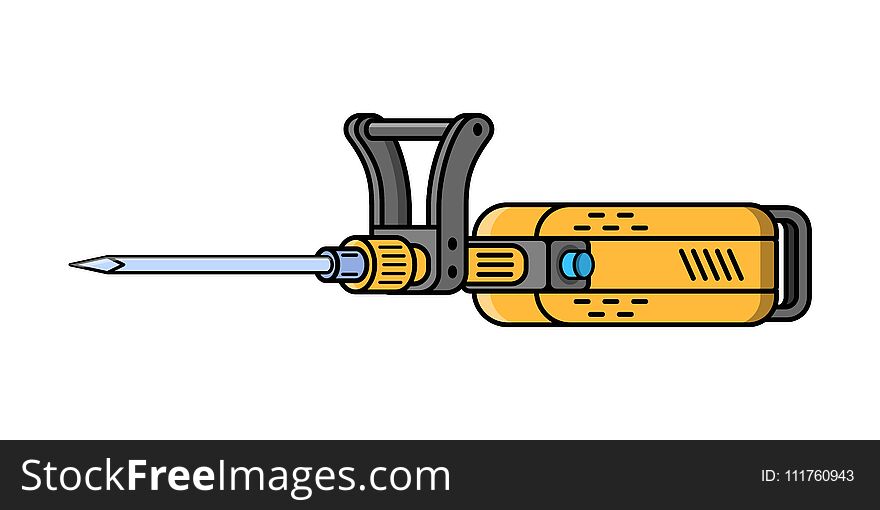 Jachhammer construction electric tool. Flat style icon of jachhammer. Vector illustration.