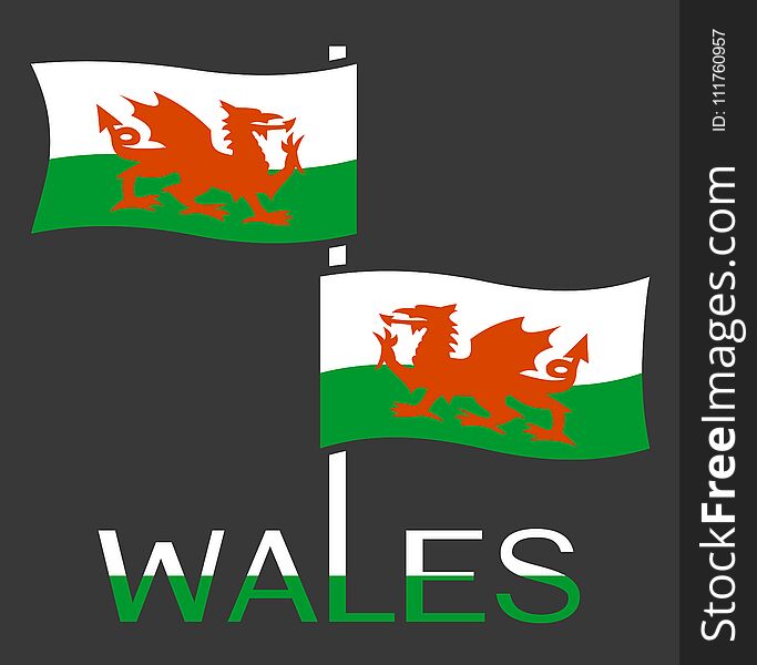 Wales National Flag. Vector Illustration