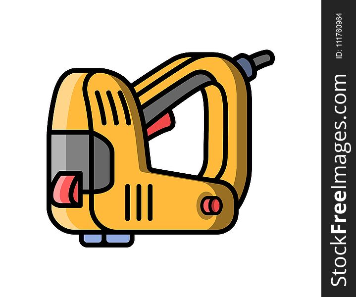 Stapler construction electric tool. Flat style icon of stapler.