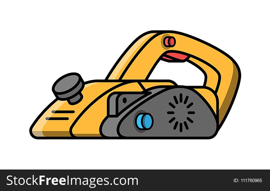 Jointer construction electric tool. Flat style icon of jointer. Vector illustration.