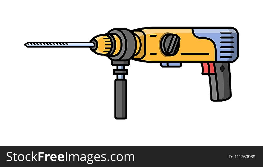 Puncher construction electric tool. Flat style icon of puncher. Vector illustration.
