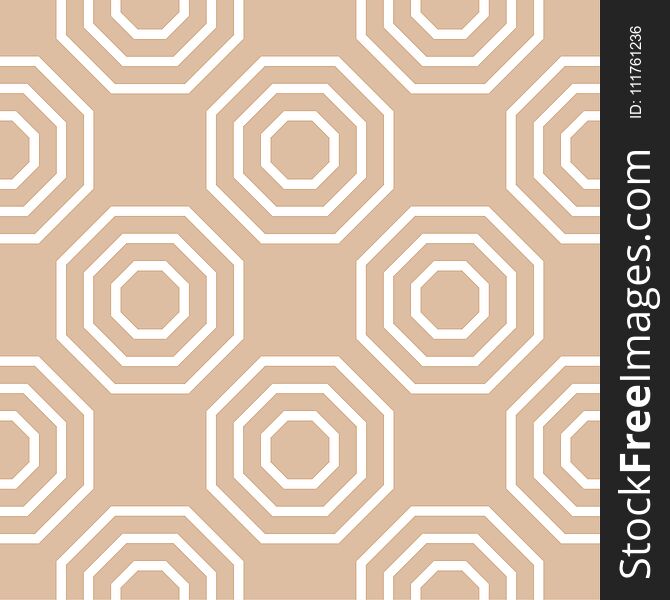 Beige and white geometric print. Seamless pattern