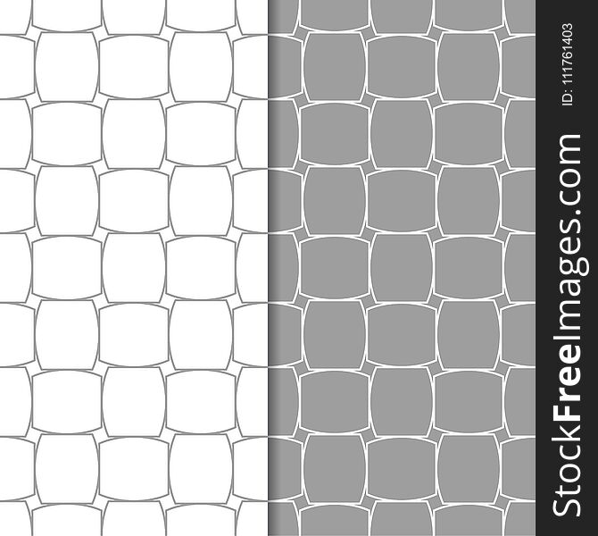 Gray and white geometric ornaments. Set of seamless patterns for web, textile and wallpapers