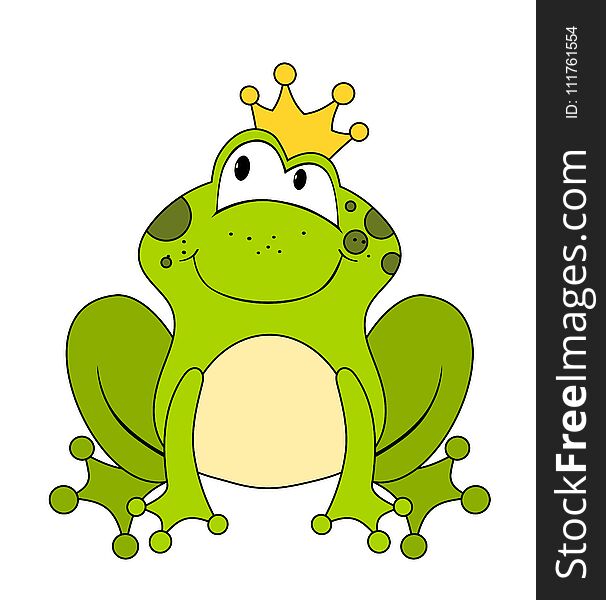 Cute cartoon frog princess or prince isolated on white