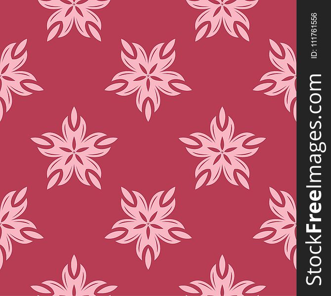 Floral ornament on red background. Seamless pattern for textile and wallpapers. Floral ornament on red background. Seamless pattern for textile and wallpapers