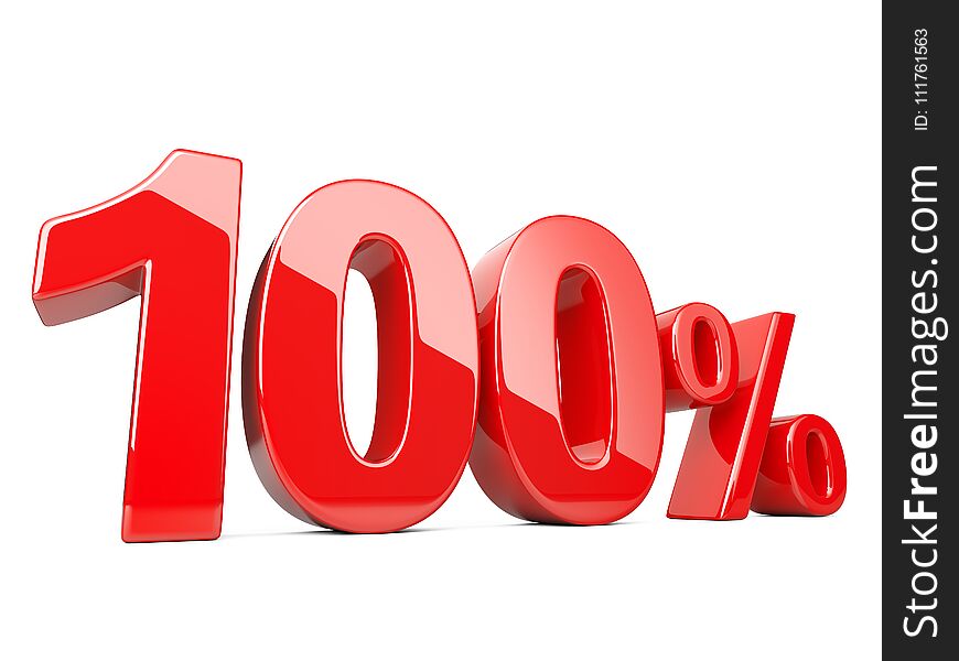 Hundred red percent symbol. 100 percentage rate. Special offer