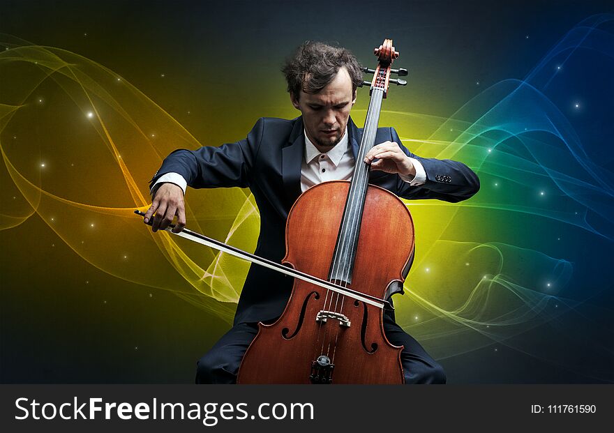 Cellist with colorful fabled concept