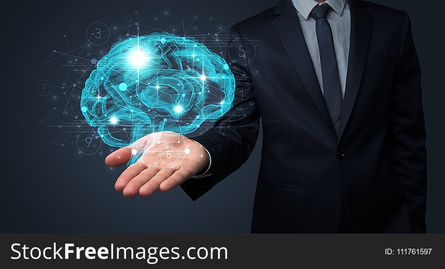 Man Holding Human Brain On His Hand