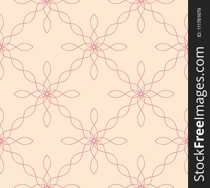 Red and beige geometric ornament. Seamless pattern for web, textile and wallpapers