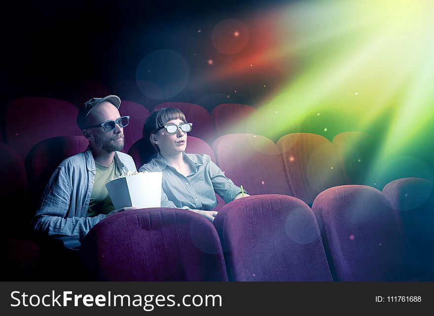 Teenager Couple Watching Movie