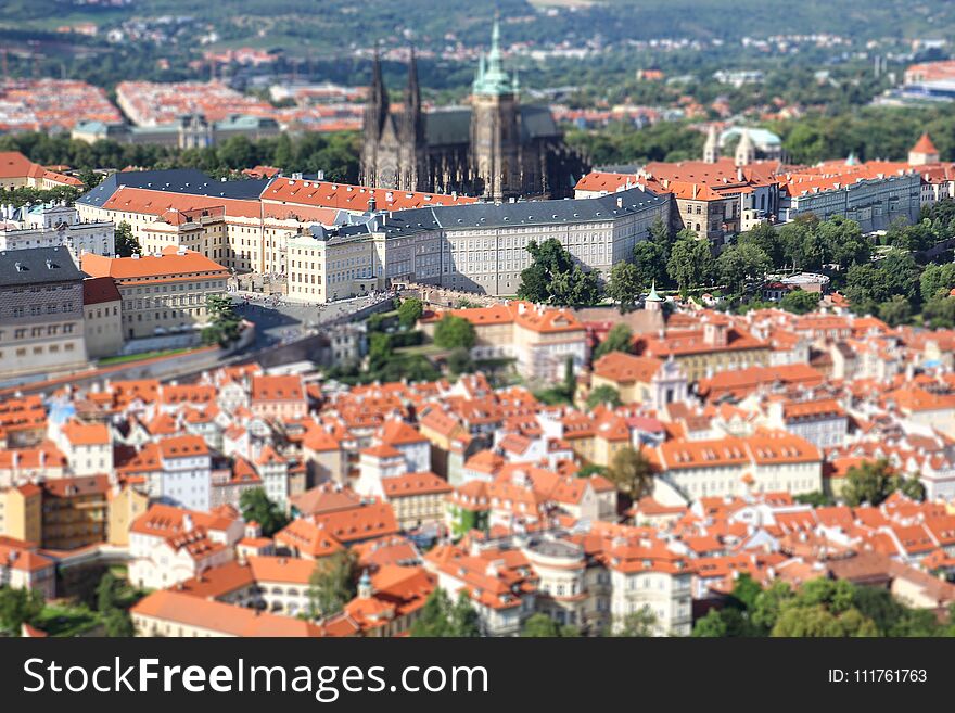Panorama of Prague, tilt shift effect