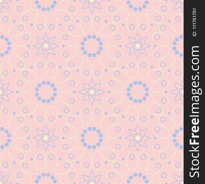 Floral Seamless Background. Pink, Blue And Yellow Flower Pattern