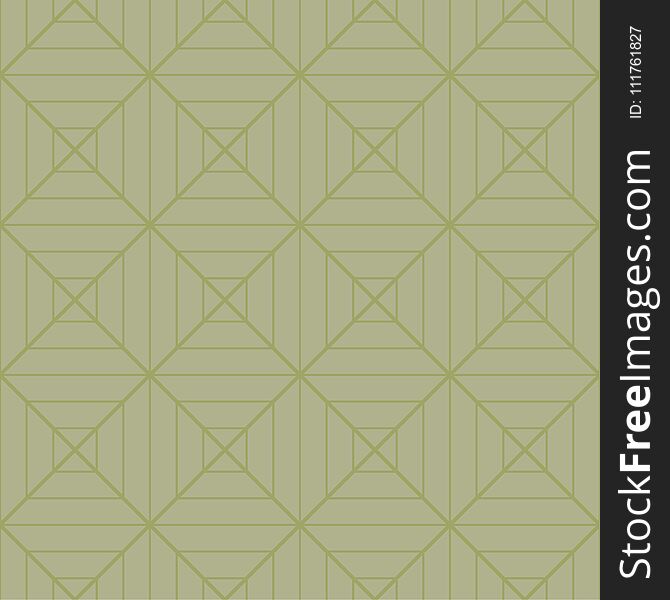 Olive green geometric ornament. Seamless pattern