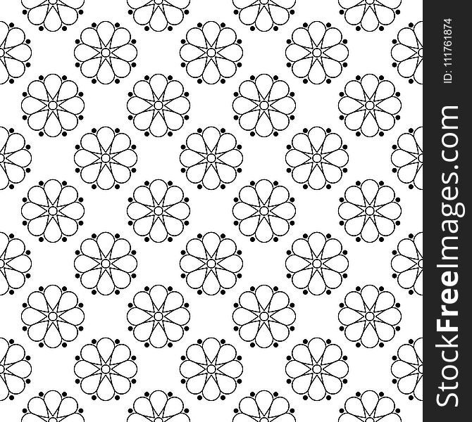 Black And White Monochrome Floral Seamless Pattern