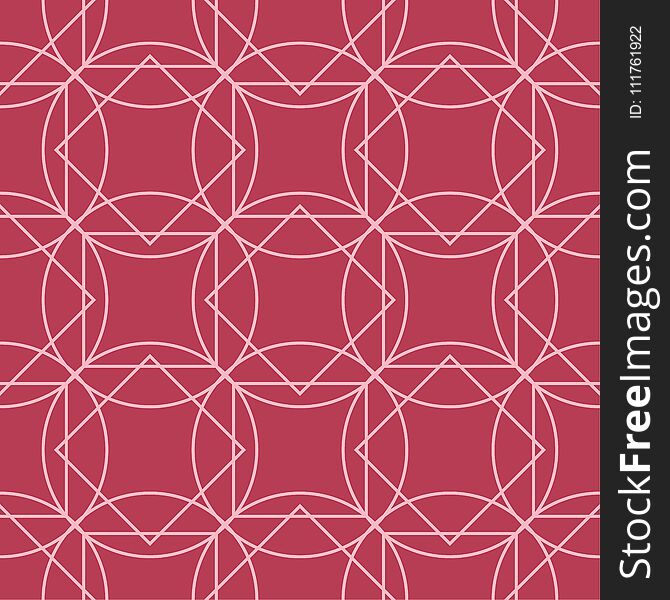 Red and pale pink geometric ornament. Seamless pattern for web, textile and wallpapers