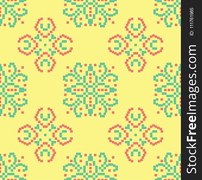 Floral seamless pattern. Bright colored background with pink and green flower elements for wallpapers, textile and fabrics