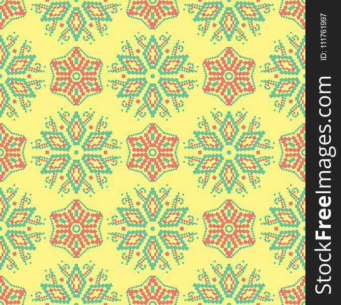 Seamless background with floral pattern. Bright yellow, pink and blue background for wallpapers, textile and fabrics