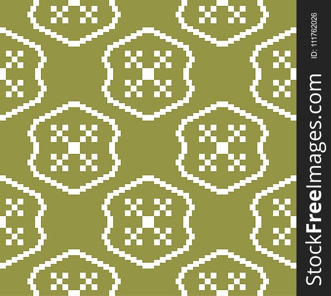 Olive green geometric ornament. Seamless pattern