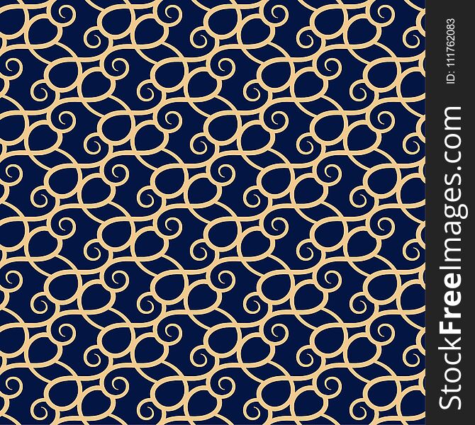 Abstract Seamless Pattern. GOlden Blue Background For Textile And Fabrics