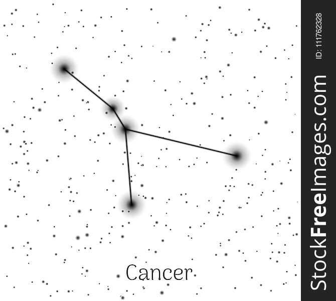 Sign zodiac cancer, white sky background, realistic