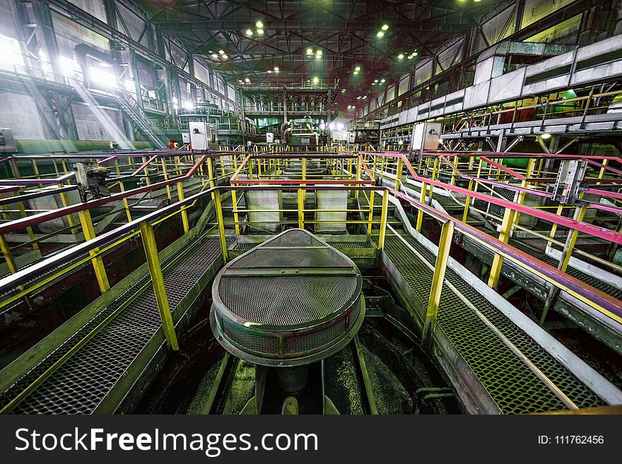 Inside view of industrial interior of old factory. Inside view of industrial interior of old factory