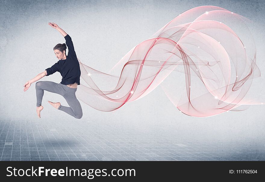 Dancing Ballet Performance Artist With Abstract Swirl